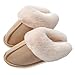 WATMAID Women's House Slippers Memory Foam Fluffy Soft Slippers, Slip on Winter Warm Shoes for Women, Khaki, 8-9 B(M) US