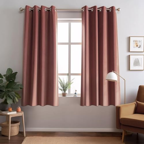 Aljctns Wild Rose Velvet Curtains 2 Panels Set, Super Soft Grommet for Living Room, Noise Reducing Room Darkening Luxury for Bedroom Decor, W52 x L63 Inches