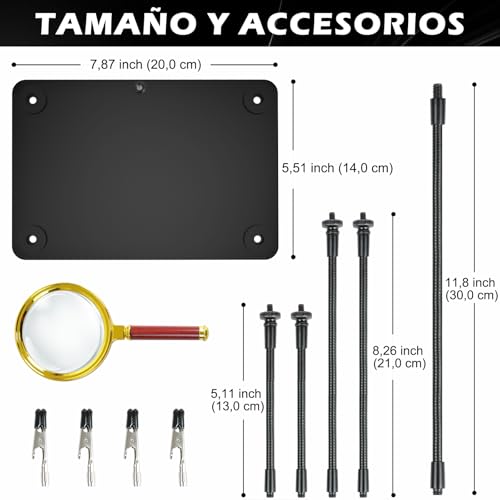 Miniatura 6 de Tercera Mano Soldadura 3x Lupa De Aumento, Accesorios De Modelismo, Herramienta De Soporte Para Placa De Circuito Impreso Tonhui Soldadura Four Arms Helping Hands Bastelt Schmuck Hobby-Workshop