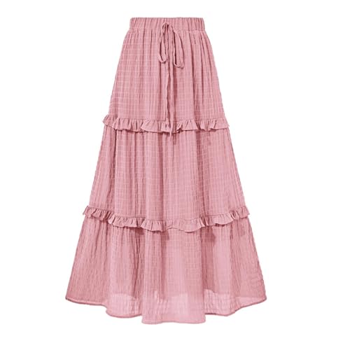 Women Y2K Bohemian Long Skirt Floral Elastic High Waist Pleated Flowy Maxi Skirt Summer Casual A Line Skirt