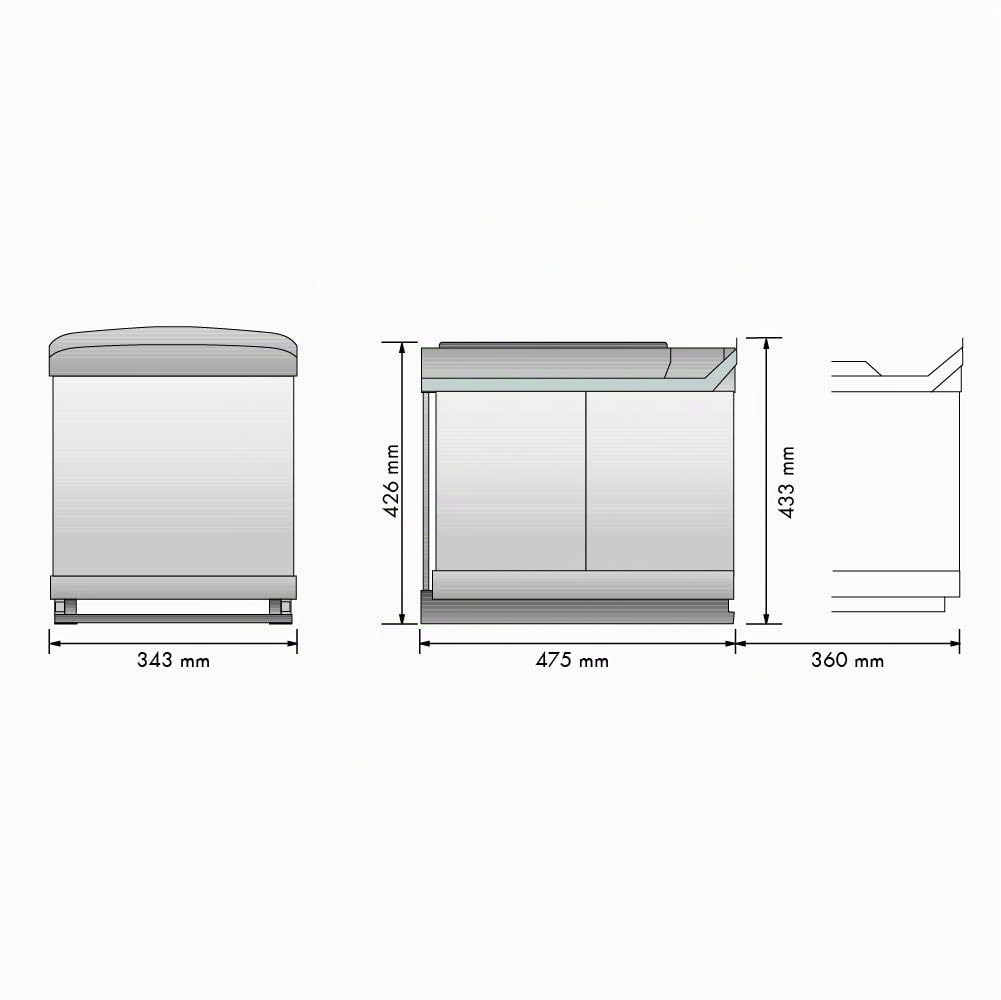 Menage Confort Pattumiera e riciclaggio estraibile - Da installare alla base di un mobile - In acciaio inox