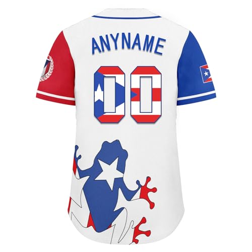 Camiseta de béisbol personalizada Puerto Rico, jersey puertorriqueño para softball, con botones, para juegos y eventos miniatura 6