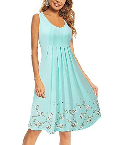 Image of KILIG Women Soft Casual Beach Sundress Floral Pleated Vintage Tank Dress 2026