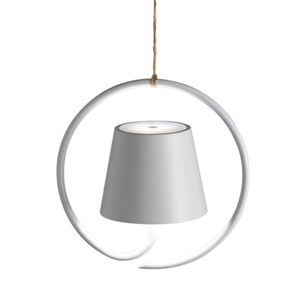 Zafferano Poldina Lampada Ricaricabile LED a Sospensione, Corpo in Alluminio, Protezione IP54, Adatta per Uso Esterno/Interno, Regolabile, Presa EU 2.2 W, Bianco