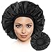 Inedit Bonnet De Nuit Satin - Bonnet Soie Cheveux Nuit - Bonnet Satiné Doux Elastique Adaptable À Toutes Les Femmes (Couleur Noir)
