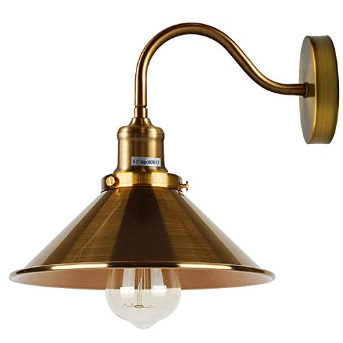 DC VOLTAGE Retro Rainproof Cone Shaped Shade Swan Neck Wall Sconce Fittings Metal Indoor Light Fitting for Bedroom Dinning Room Garage and Any Other Places Not Battery Oprated Wall Lights