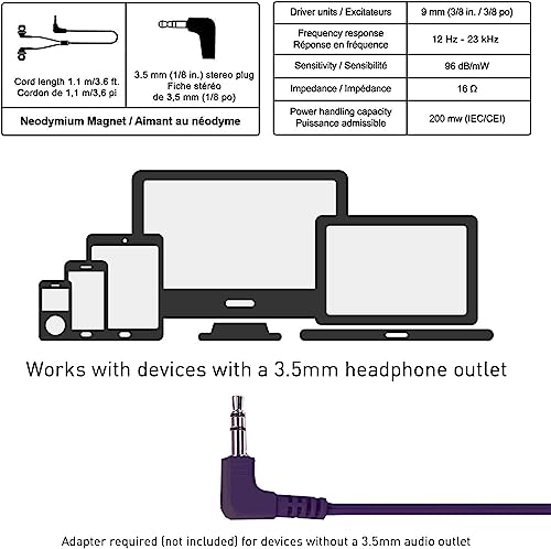 Image of Panasonic Ergofit in-Ear Earbud Headphones Metallic Violet (RP-HJE120-VA)