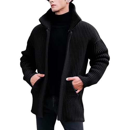 Cardigan long homme tricot torsadé côtelé contre le froid