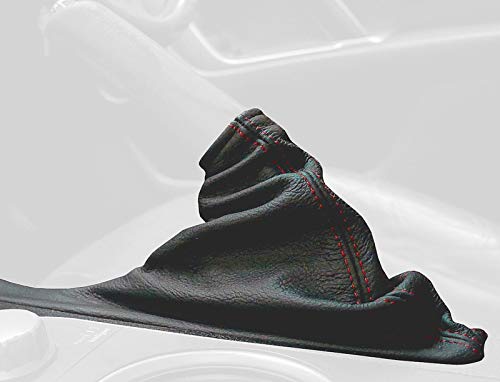 RedlineGoods ebrake Boot - Non-US/Round-Bottomed Shifter Compatible with Subaru Legacy 2005-09. Tailor Made - not Universal. Genuine top-Grade Italian Black Leather with Silver Thread