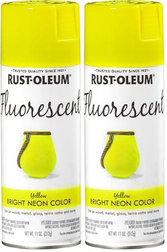 Image of Rust-Oleum 1942830 Specialty Fluorescent Spray Paint, 11 Ounce, Yellow, 11 Fl Oz (Pack of 2)