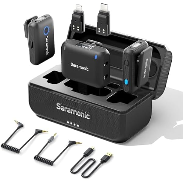 Saramonic Blink500 B2+ bezprzewodowy mikrofon krawatowy do iPhone'a/Androida/kamer, zasięg 150 m, żywotność baterii 20 h z redukcją szumów, kompatybilny z wywiadem, vlogiem, transmisją na żywo