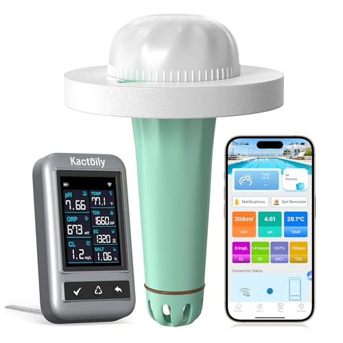 Intelligenter 7-in-1 Pooltester mit App-Steuerung Digitaler Pool Messgerät für pH Chlor TDS EC ORP Salz Temperatur IP68 wasserdichtes Wassertester für Pools Whirlpools Spas Schwimmbad