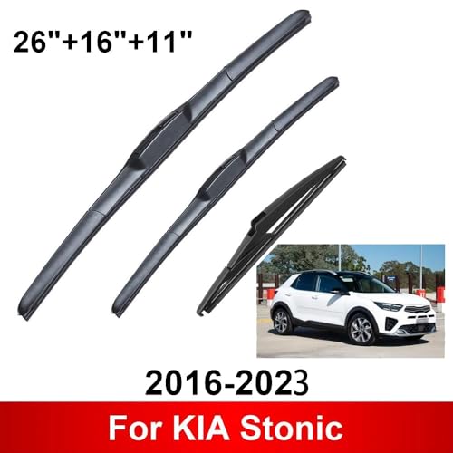 Balais d'essuie-glace Kia Stonic 2016-2023 kit complet avant arrière 26 16 11 pouces