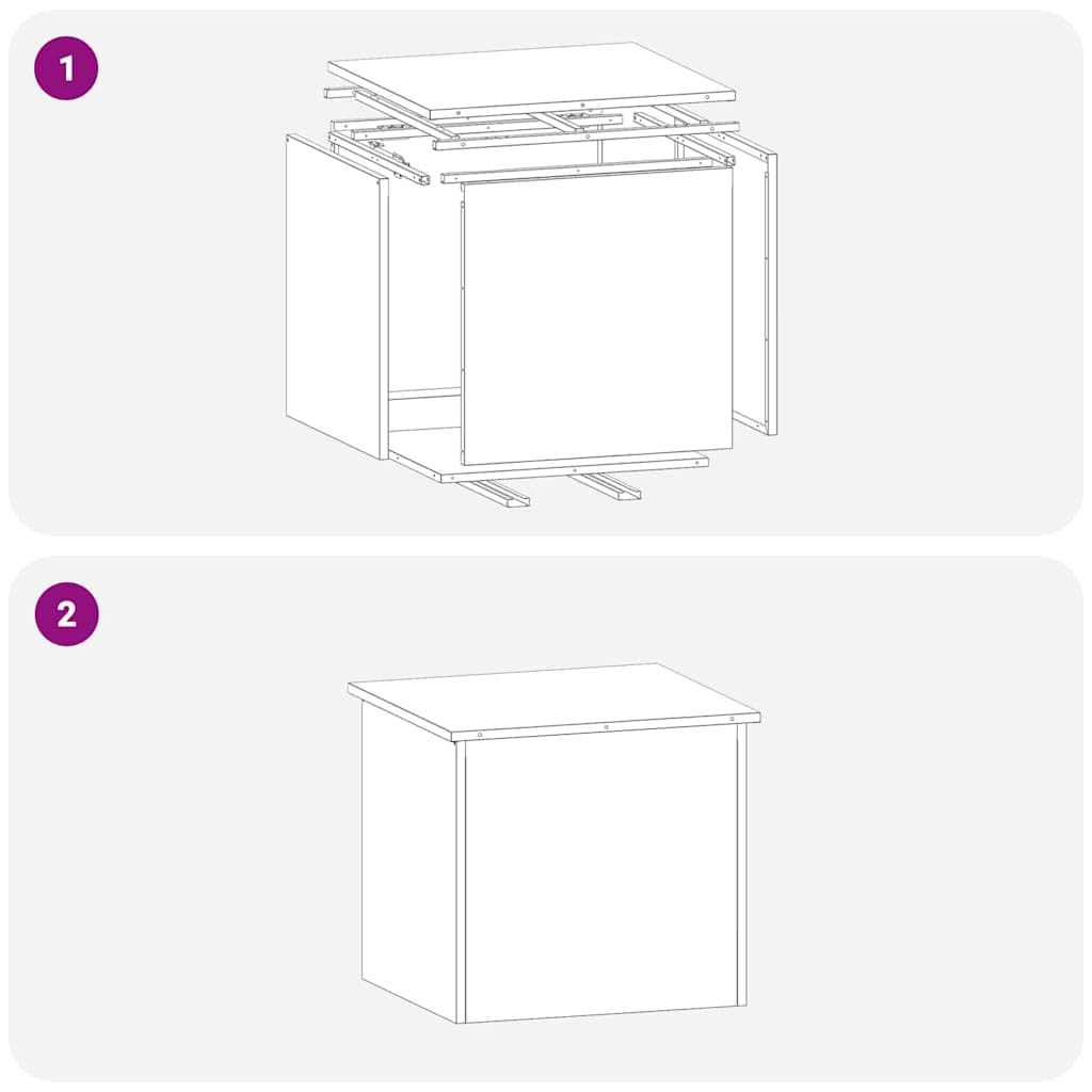 vidaXL Caja de Almacenamiento Exterior Plateado 55 x 50,5 x 50 cm, Caja de Almacenamiento Exterior, Armario Rectangular, Mueble Resistente al Clima, Organizador Industrial para Patio