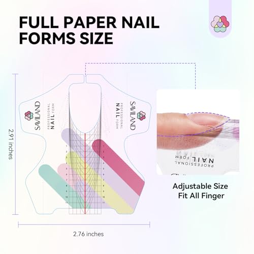 Image of SAVILAND Plus Nail Forms: Reusable Sticky Nail Form for Builder Gel Super Adhesive Nails Extension Forms for Acrylic Nails with Precise Length Guide | Super adhesive paper extensions with precise length guide. Perfect DIY manicure tools for professional salon.