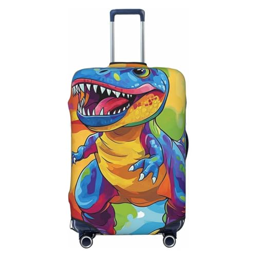 Adorable Dinosaur Cartoon Elastic Travel Luggage Covers Dustproof Scratch-Resistant Suitcase Protector Fit 22-24 Inch