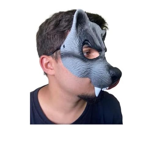 Mascara Lobo Mau Metade Do Rosto Com Lingua Pra Fora- Festa