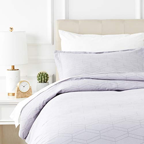 AmazonBasics Everyday Flannel Duvet Cover and 1 Pillow Sham Set - Twin or