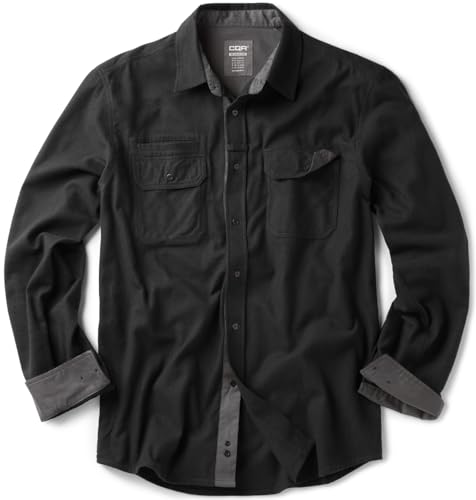 CQR Men's Flannel Button Down Shirts, Soft Cotton Plaid Long Sleeve Tactical Work Shirt, Warm Outdoor Essential with Pocket