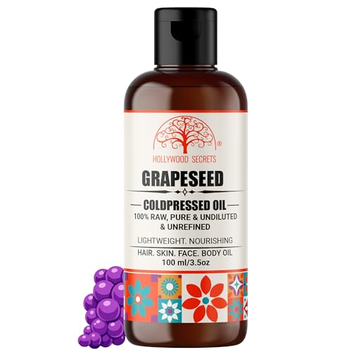 Image of Organic Pure Cold Pressed Grapeseed Oil Hair Growth Lips Face Skin Massage 100 ml