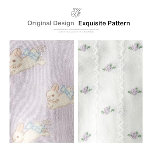 Image of Cute Socks Purple Bow Cartoon Bunny Socks For Women Ankle Ruffle