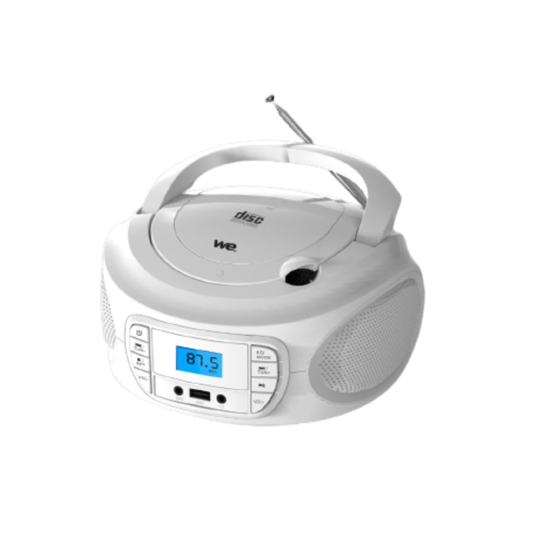 WE Lecteur - Radio CD - USB FM 87.5-108Mhz, Lecteur CD/CD-R/CD-RW Lecteur USB, RMS 2 * 2W Blanc