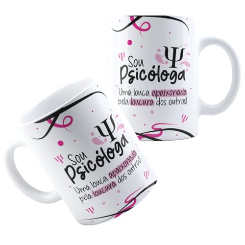 Caneca Xícara de Porcelana Cerâmica Personalizada Com Estampa Profissão Psicologia Para Psicólogo Psicóloga MD2 (Padrão, PSICOLOGA 2)