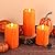 Eywamage Orange Dripping Wax Flameless Pillar Candles with Remote, Flickering Battery Operated Halloween LED Candles Set of 3