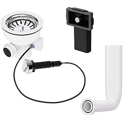 Valvula Automatica Fregadero Válvula excéntrica de 114 mm con accionamiento giratorio y rebosadero, juego de desagüe para fregadero de cocina