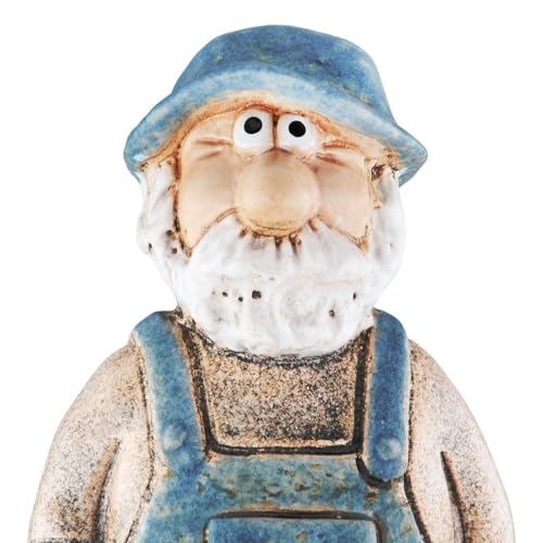 MF Maritime Zaunfiguren Set, 2 Seemänner aus Keramik, Blau-Weiß, 19 cm Höhe, Gartendekoration