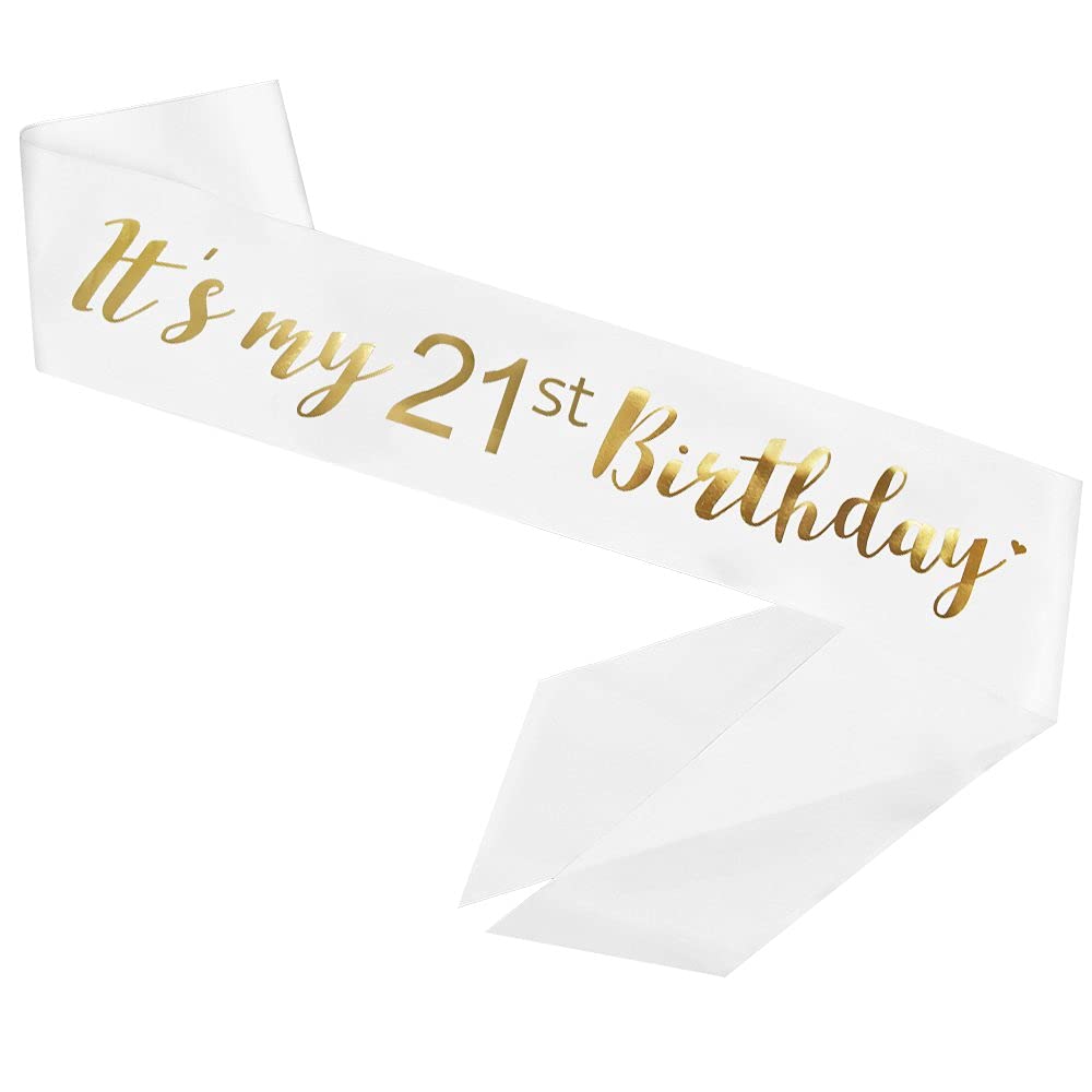 Yuvi Gift Gallery Decorative Satin Happy Birthday Sash for Birthday Boy/Girl & Party Decoration Accessory Baby Shower (21 st Birthday Girl)
