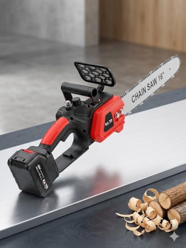 Image of KAITO 16-Inch Cordless Brushless Chainsaw | 48 V | 1300 W | 15000 RPM | 2 x 3.0 Ah Batteries | for Tree Cutting & Gardening