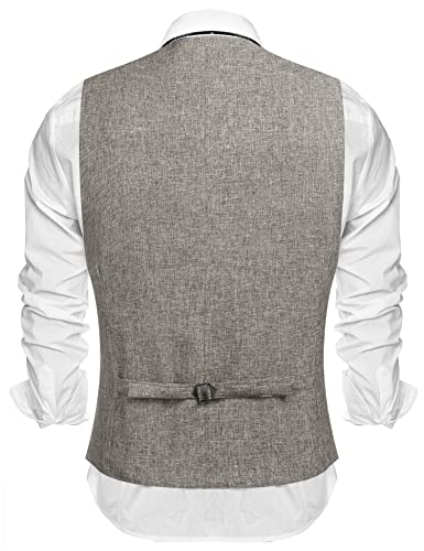 Coofandy Men's Herringbone Tailored Waistcoat Single Breasted Classic Dress Vest Khaki Xx-Large #TOP1