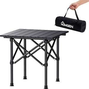 HOMGEN Upgrade X-Structure Folding Camping Table with Carry Bag – 40x40cm Aluminum Portable Table – 40cm Height Lightweight Stable Picnic Table for Outdoor,Indoor,Beach,Hiking, Fishing,BBQ