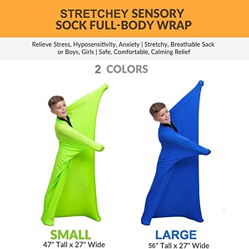 Sensory Sock for Kids, Stretchy Body Sock Full-Body Wrap to Relieve Stress for Individuals with Autism, Anxiety (Large 56"x28", Blue)
