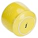 MyGift 7 Inch Round Yellow Ceramic Plant Pot with Drainage Hole and Attached Saucer, Modern Decorative Embossed Sunburst Planter Container for Indoor Home Garden