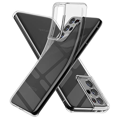 SNOSHO Galaxy S21 Ultra 5G Slim Case,Thin Soft Silicone Flexible TPU Gel Lightweight Anti-Scratch Shockproof Protective Cover for Samsung Galaxy S21 Ultra 5G,Crystal Clear