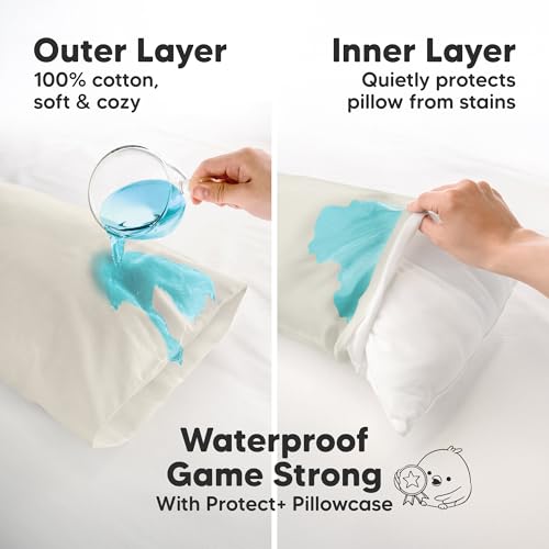 Image of KeaBabies 13 x18 Toddler Pillowcase, Waterproof - Soft Waterproof Toddler Pillow Protector Cover for Kids, Boys, Girls, Durable Machine Washable, Small Travel Pillow Sold Separately (Pearl Gray)