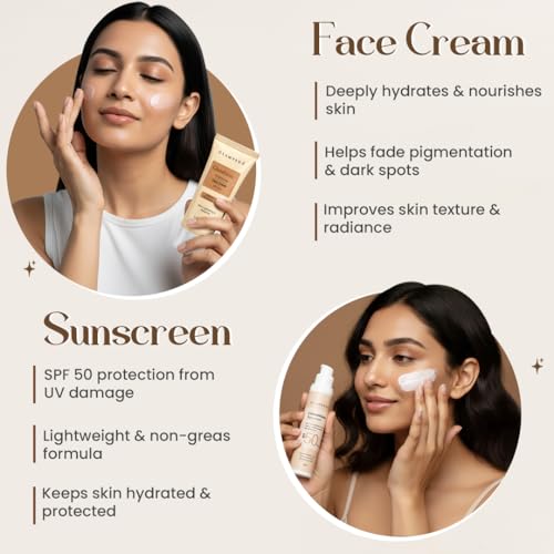 Image of Glamveda Glutathione 4-Step Skincare Routine For Healthy & Radiant Skin | Skin Brightening and Lightening Combo (Facewash + Facecream + Faceserum + Sunscreen)