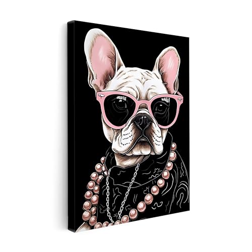 Poster Master French Bulldog in Sunglasses Canvas - Dog Portrait ...