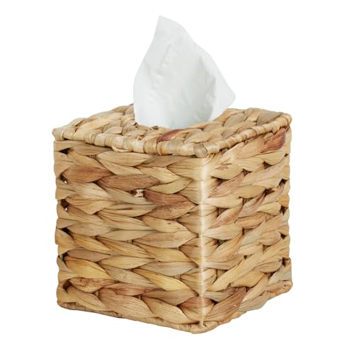 La Mejor Selección de Portapañuelos de papel los más solicitados. 48 EIFESS Funda Cuadrada de Jacinto de Agua para Caja de Pañuelos, Soporte Decorativo Bohemio para Mesa y Baño, 5.9 x 5.9 Pulgadas