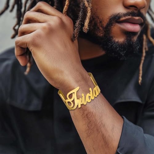 Custom Name Bracelet Personalized Bracelets for Women Stainless Steel Cuff Bangle Bracelets for Women Men Customize Jewelry Gifts for Him Her Couple4