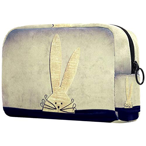 Preisvergleich Produktbild Kosmetiktasche Damen Hasenmütze Osterhase Make-Up Taschen wasserdichte Organizer Multifunktions Fall mit Reißverschluss Kulturbeutel für Frauen 18.5x7.5x13cm
