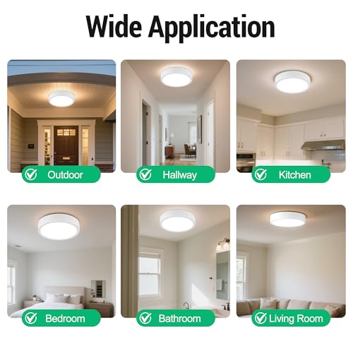 Image of 11 inch Modern LED Ceiling Light, White Flush Mount Ceiling with 5CCT 2700K-5000K, Dimmable LED Light Fixtures Ceiling Mount for Kitchen Bathroom Bedroom Hallway, 2 Packs