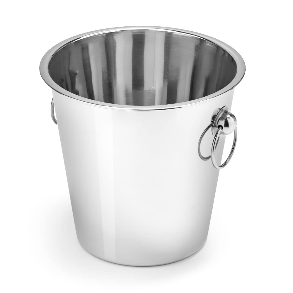 Raffredda Bottiglie, Raffreddatore per Vino Champagne, Seccio Secchiello Refrigerante in Acciaio Inox con Manici, per Festa, Matrimonio, capacità 3,3 Litri