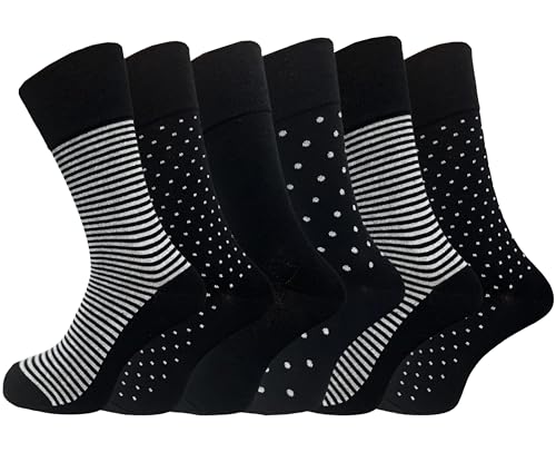 Diabetic Socks for Men 6 Pairs, Dress Socks for Men for Swollen Feet, Mens Diabetic Sock Size 9-12