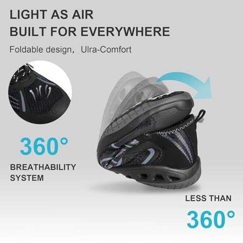 Mens Water Shoes Barefoot Water Sports Socks Barefoot Outdoor Sneaker Hiking, & Kayaking (Beach, Swimming, River) Hydro Sport Black and Charcoal Shoes3