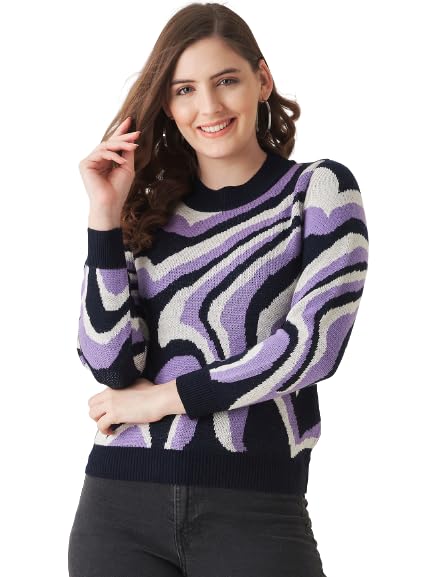Image of Modeve Animal Print Round Neck Casual Women Sweater||Winterwear||
