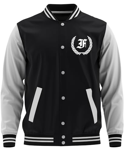 UGLYSHIRT Mein Leben Frankfurt Herren College Jacke | Skyline Hoodie Stadt Frankfurt Jacke Utra Sport Fussball | Schwarz FB (XXL)