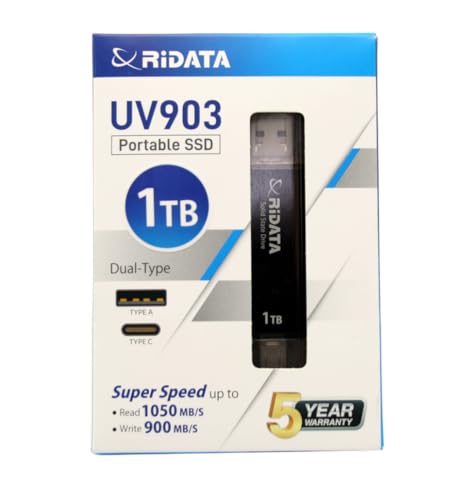 |[^uSSD PORTABLE SSD UV903BK PSSD-Dual USB3.2 Gen2 USB Type-A Type-C fARlN^ e f[^] RpNg y ubN RIDATA Cf[^ (1, TB)